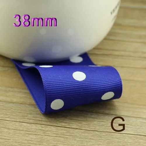 High quality 38mm Rib ribbon Single Face Dots satin ribbon DIY hair accessories Children package gift 5Mlot_16