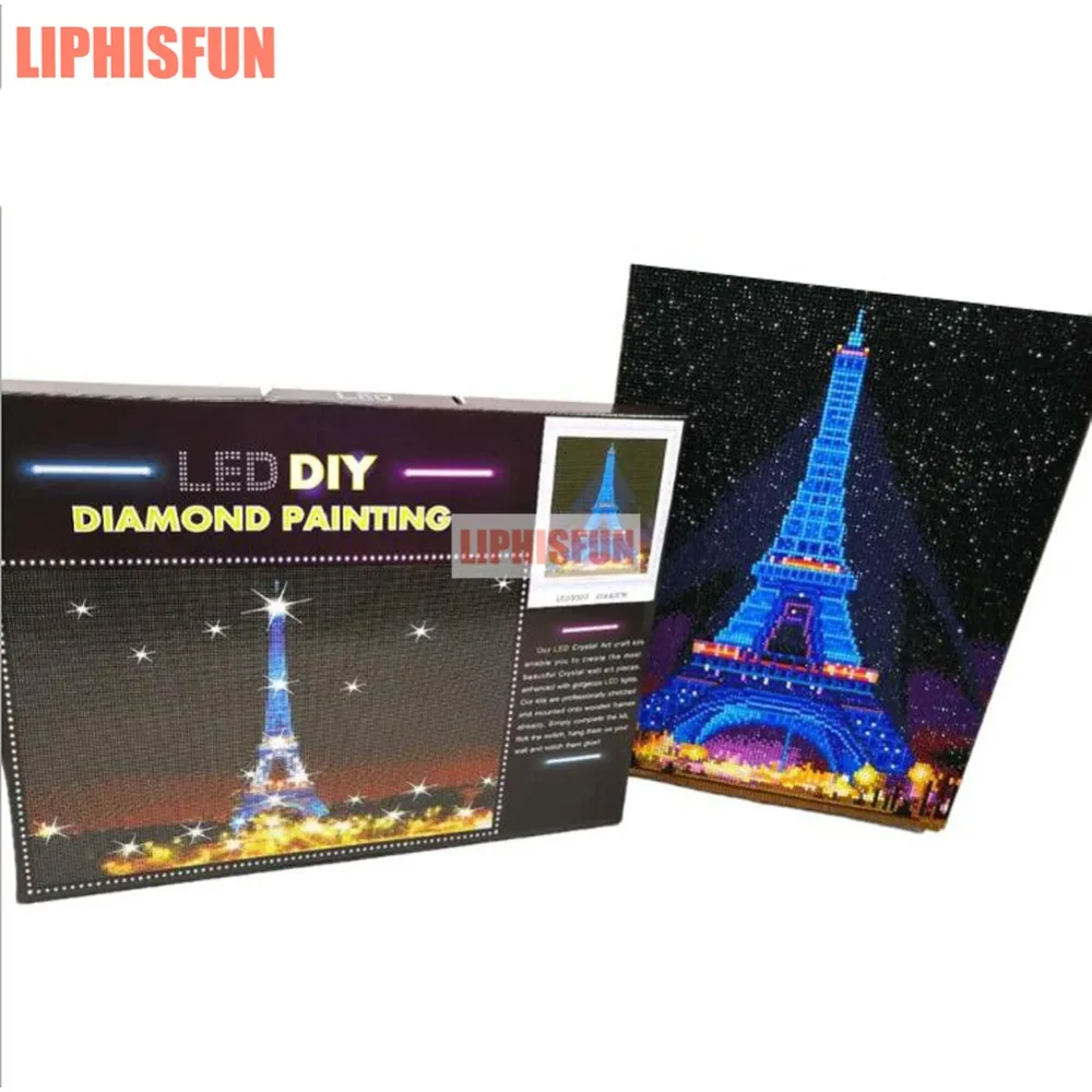 Framed LED Crystal Art Kit Diamond Painting by Numbers Kits for adults