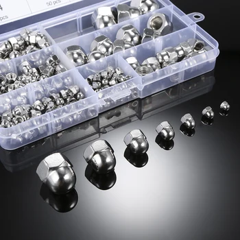 

172PCS DIN1587 M3/M4/M5/M6/M8/M10/M12 304 Stainless Steel Cap Nut Set Hexagon Nuts