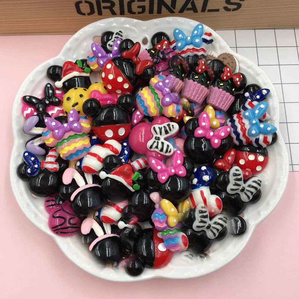 

Free Shipping! 20pcs/lot Resin Mouse Sets, Cheap Resins, Resin Flatback Cabochon for Hair Bow Center, DIY (27*29mm)