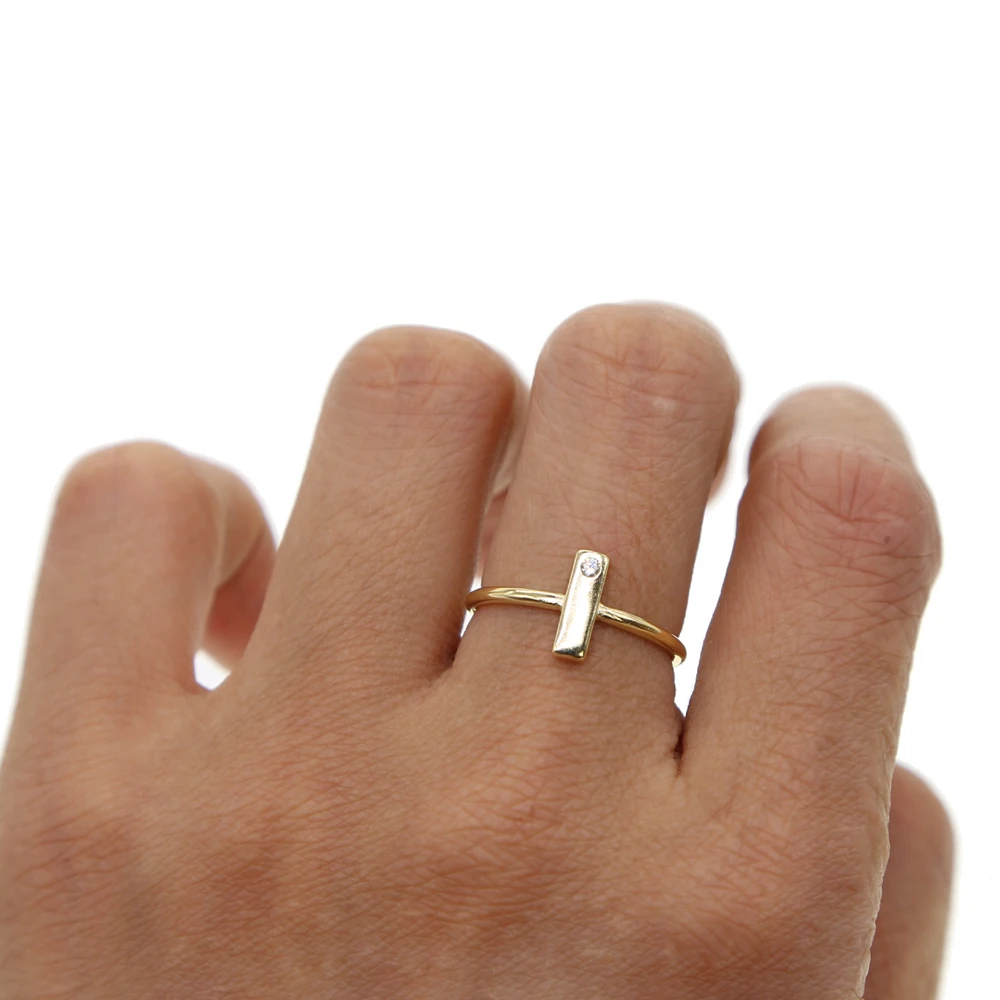 Мини-дизайн тонкое cz маленькое кольцо для женщин/девушек золотого цвета Настоящее серебро 925 пробы изящное тонкое простое кольцо миди