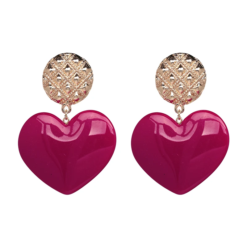 FASHIONSNOOPS New Hot Heart Shaped Charm Resin Drop Earrings for Women Wedding Boho Cute Love Dangle Earring Jewelry Earrings