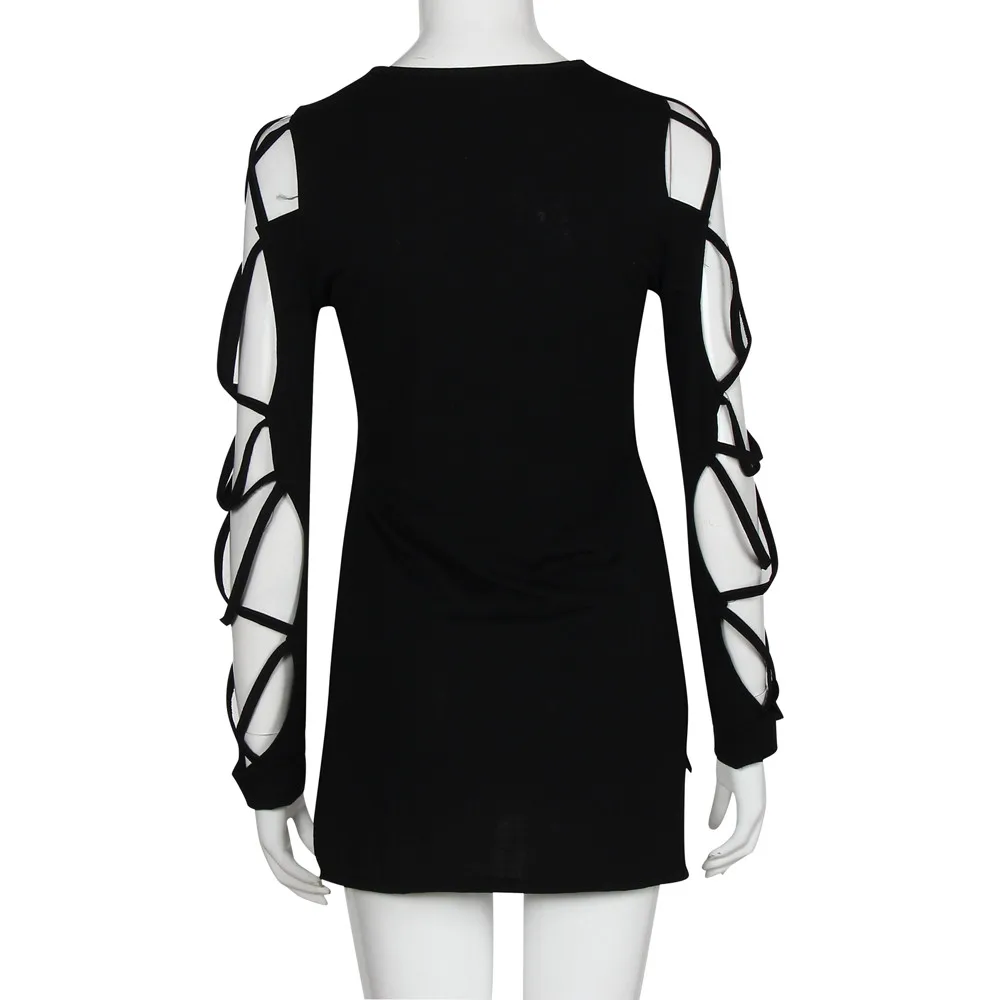 Moda Casual Negro 2018 Primavera Blusa Asimétrica Tops Otoño Capucha Camisas Con Larga Dobladillo Club Mujer Manga Grande Hueco Sexy Talla dr44qxYw