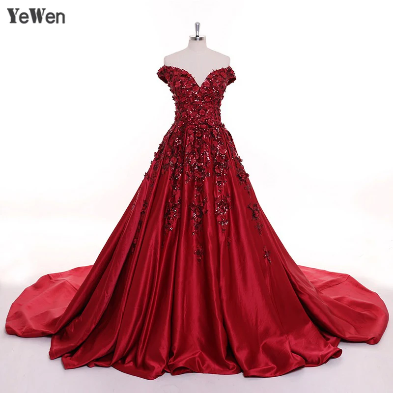 

Sexy Burgundy Long Evening Dresses for women elegant 2020 satin Flower Dubai Champagne Party Prom Formal Dress Vestido De Festa