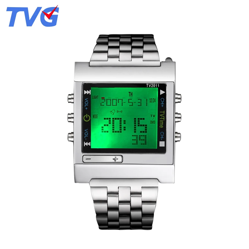 

TVG Luxury Sports Watches Boys Digital Watch Man Luminous Back Light Stainless Steel Watchband Date Day Week Alarm Gifts For men