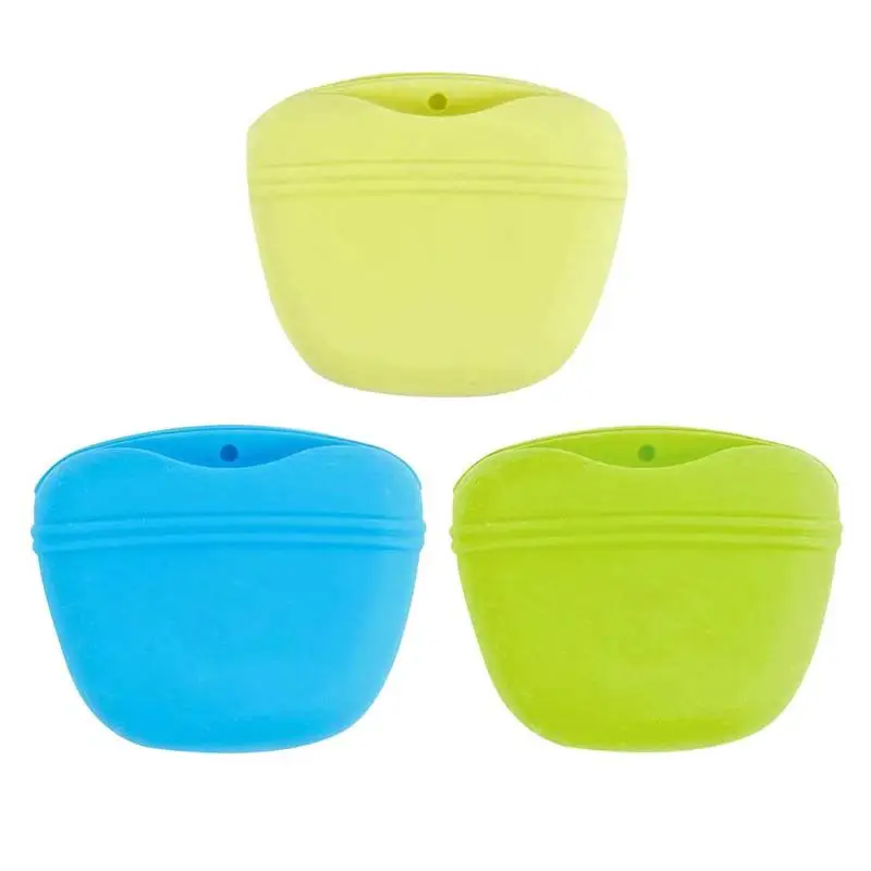 Outdoor Silicone Training Pocket Waist Bags Pet Food Snack Pouch Pocket Dogs Training Bags Blue/Green/Yellow 12.5*10.5*4cm