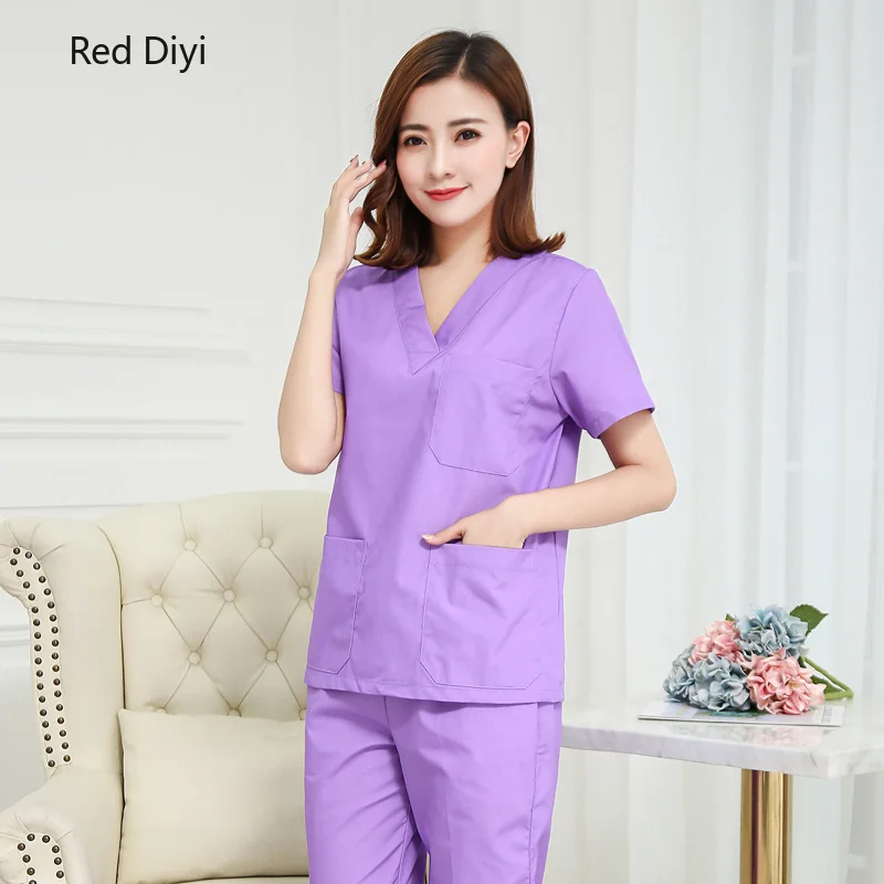 

Hospital doctor surgery Uniforms V-Neck Hospital Beauty scrubs medical uniform women Sets Summer short sleeve Surgical gowns