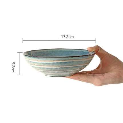 ANTOWALL, японская посуда, бытовая чаша для лапши быстрого приготовления, керамическая чаша для еды, миска для супа, сине-белые полосы - Цвет: 1