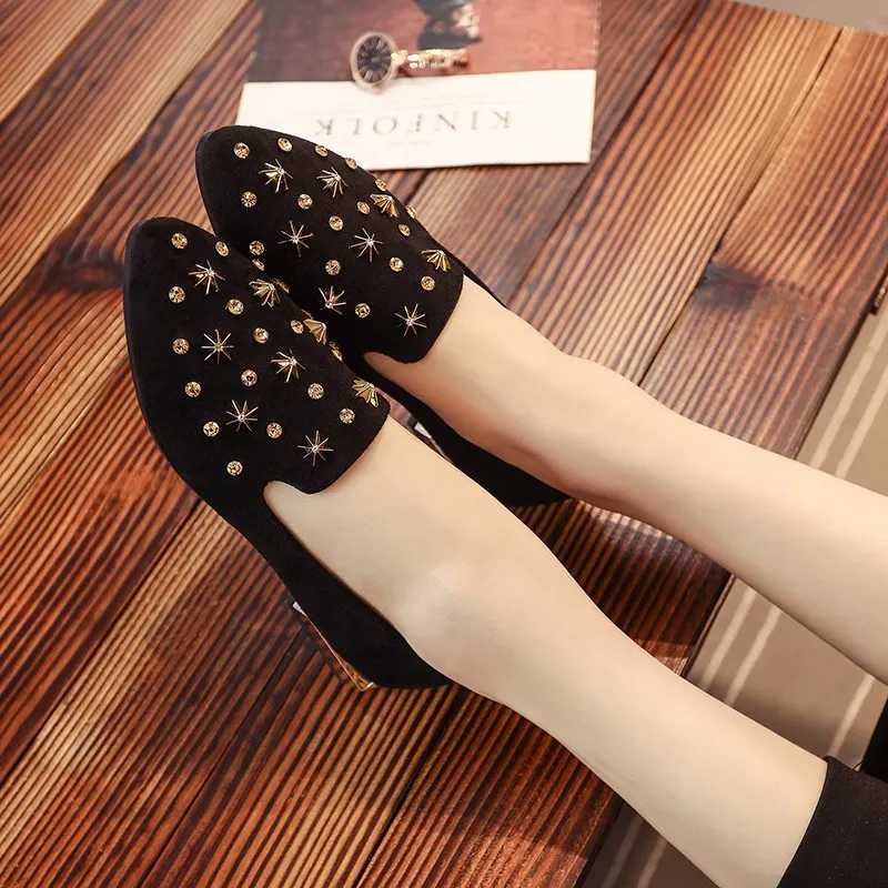 Mujer Confortable A Chaussures Plat Lady Bout Mignon Noir Pointu b Casual Brun Femmes Rivet Zapatos Cool c B3290 Cresfimix e d De ZSwxqTnE