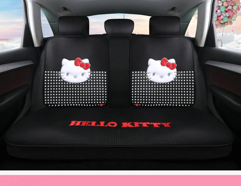 Мультяшные розовые чехлы на автокресла hello kitty из хлопка, четыре сезона, женские авточехлы, набор подушек, автомобильные аксессуары, милые для девочек