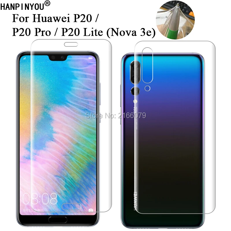 Для Huawei P20 Pro / Lite Nova 3e мягкая ТПУ Передняя и задняя полная защита экрана прозрачная