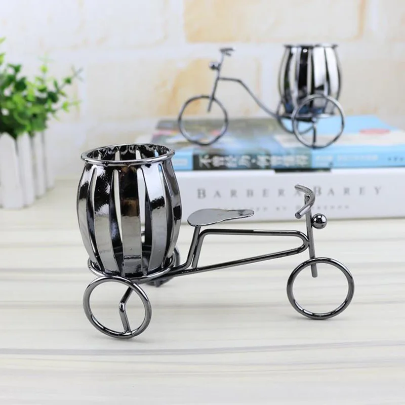 

Creative Iron Art Bike Design Desk Stationery Organizer Metal Pen Holder Container for Home Decoration office ornament