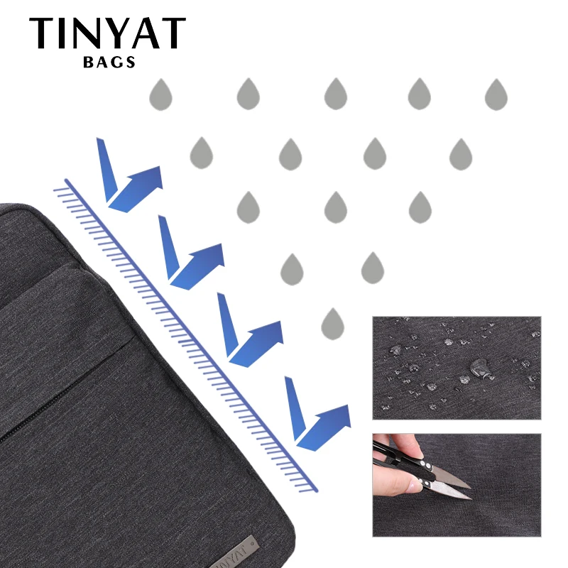  TINYAT Men's Bag Gray Shoulder Bag for 9.7'pad Student Bag Waterproof Business Travel Crossbody Bag - 32877682310