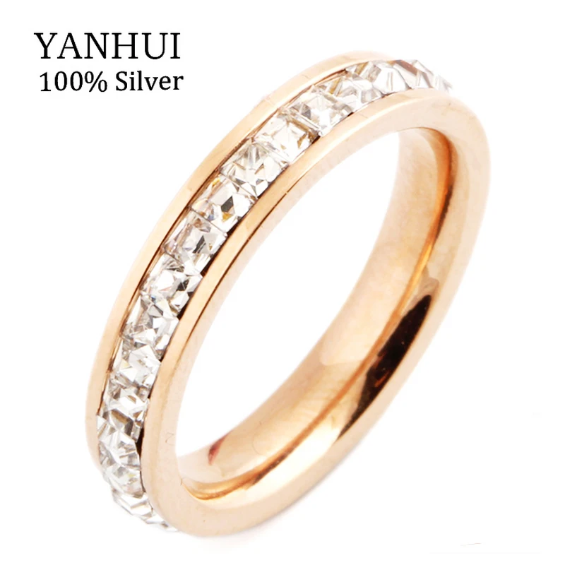 

YANHUI Full Size Luxury Ring Original Gold CZ Full Paved Cocktail Rings for Womens Fashion Jewellery Crystals Party Rings RJ06