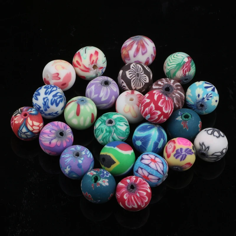 

12MM Mixed Assorted Polymer Clay Beads Flower CHARMS Beads Fit Diy Bead Bracelet 150pcs/lot