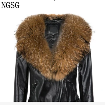

NGSG Women Real Fur Raccoon Collar Natural Beige Horn luxury Fur Scarf Custom Man Neck Warmer Black Blue Big Collars SF13050