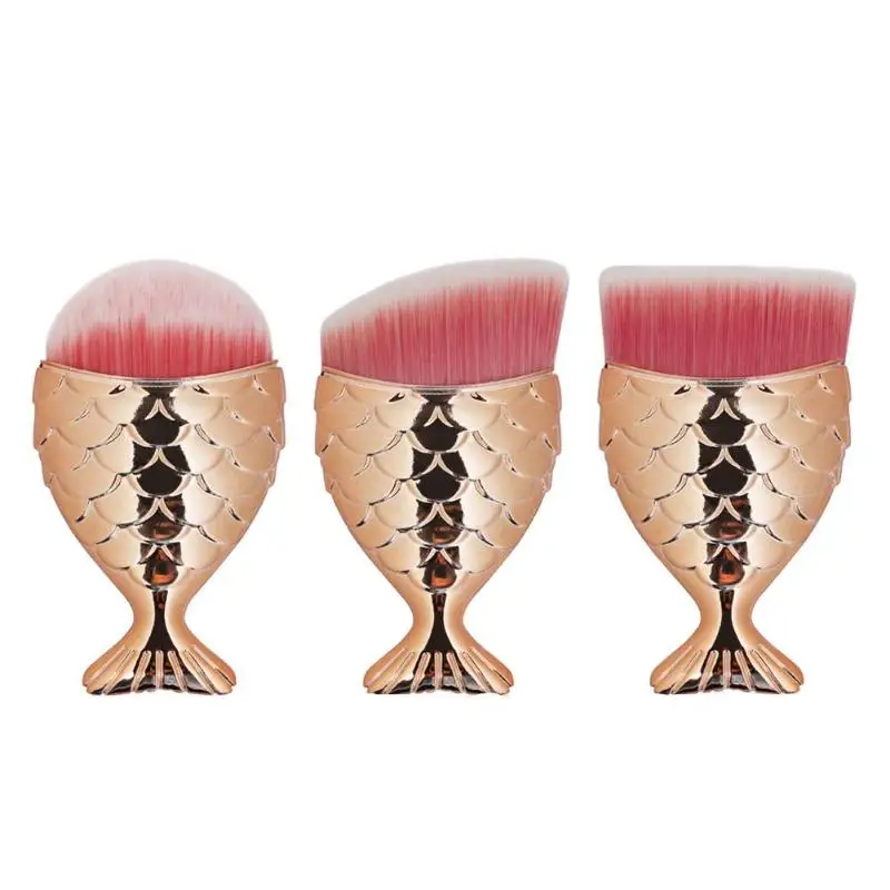 

3pcs/set Mermaid Tail Makeup Brushes Cute Fish Tail Multi-head Makeup Brushes Set Foundation Cosmetic Tools