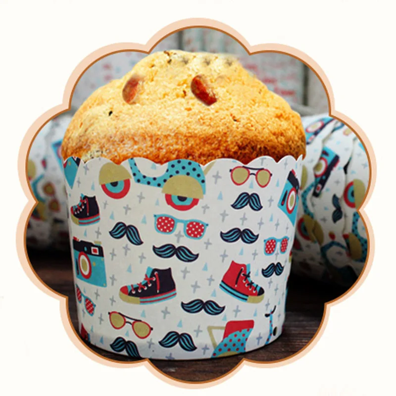 

100PCS cool Boots Glasses Paper Baking Cake Cup Liners Muffin Kitchen Cases Cups for wedding birthday party cake decoration
