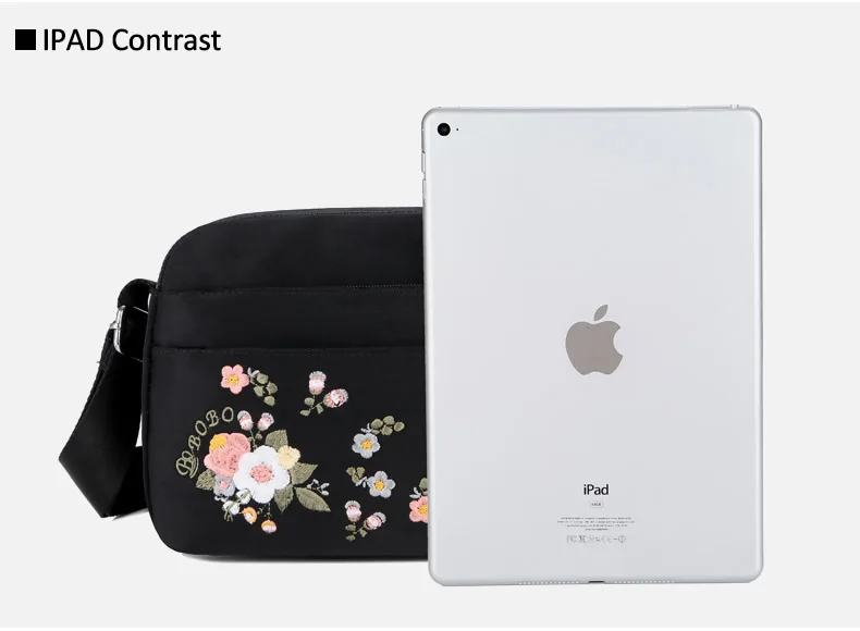 Luxury Brand Flower Shoulder Bag Women Small High Quality Nylon Tote Top-handle Travel Crossbody Bag Embroidery Messenger Bags