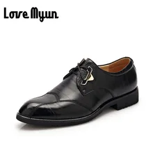 2017 marque nouveaux hommes D’affaires Robe chaussures De Mariage chaussures de mode bout pointu hommes à lacets en cuir véritable en cuir souple chaussures WA-11