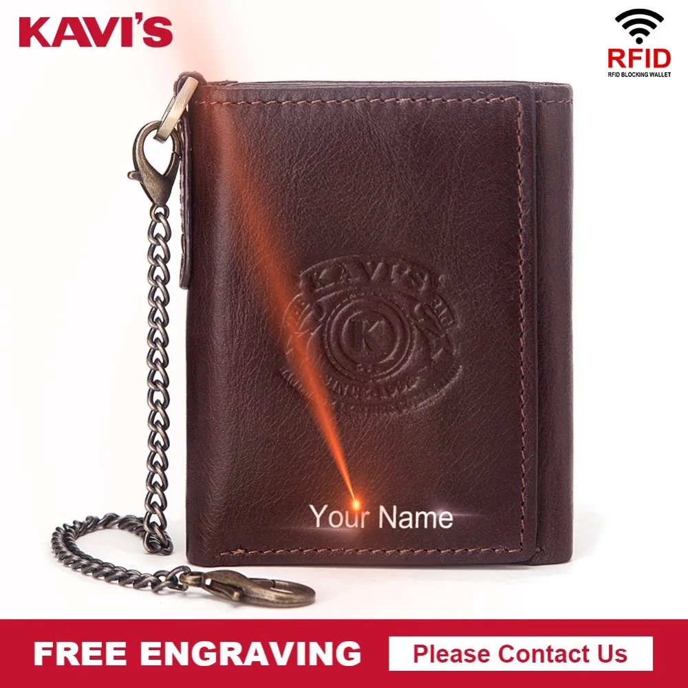 Кошелек KAVIS Rfid мужской кожаный с гравировкой Crazy Horse|Кошельки| |