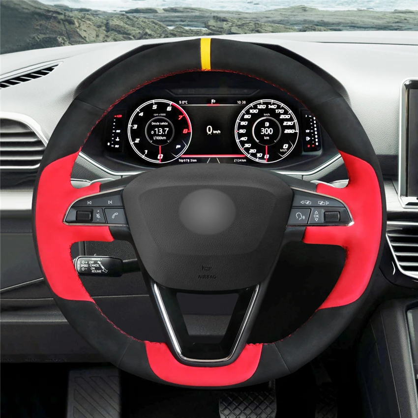Чехол на руль MEWANT из черной Красной замши для Seat Leon 2013 2020 Толедо 2014 2015 Arona 2017