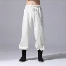 Весенние и летние мужские хлопковые льняные брюки повседневные эластичные брюки свободные льняные брюки большого размера Harem 6XL шаровары мужские черные