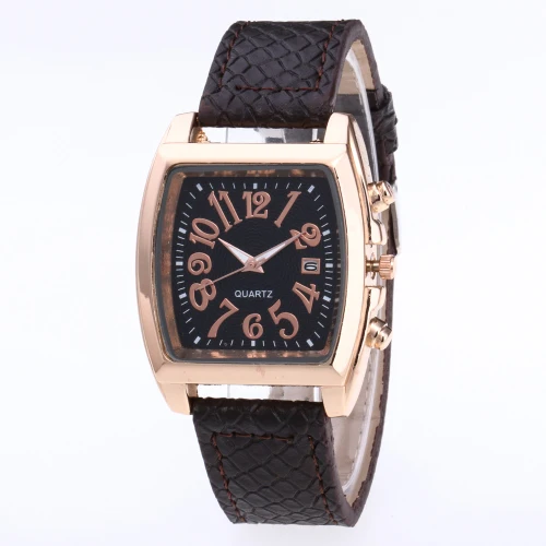 Мужские часы с прямоугольным циферблатом от ведущего бренда, Роскошные Аналоговые военные мужские часы с датой, мужские спортивные армейские кварцевые часы без логотипа Orologio Uomo - Цвет: Brown Black