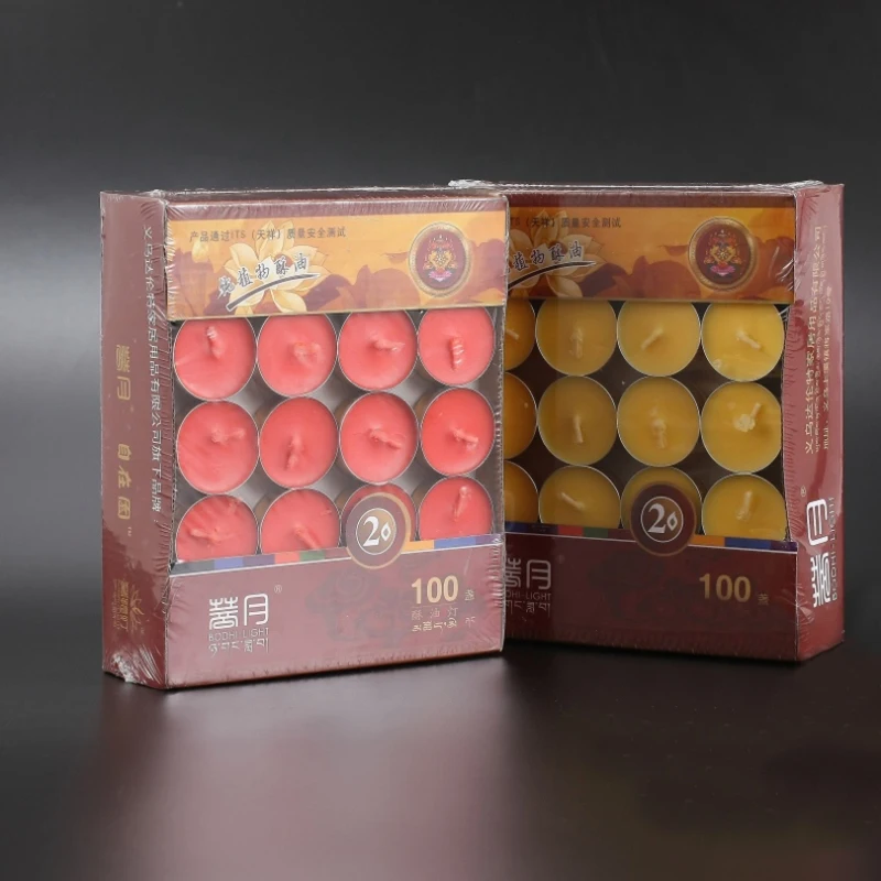 

With 2 Hours Burning Smokeless Natual Buddha Butter Lamp Candles Ghee Candles 100 Pcs/Box Daily Use Or For Buddha Worship Supply