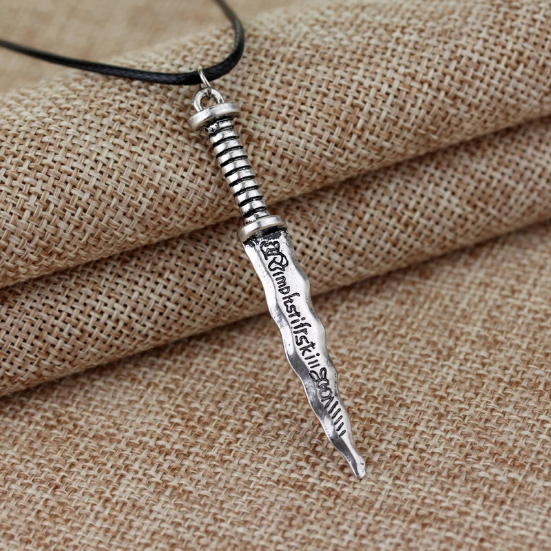 

MQCHUN once upon a time snow white accessories dwarf weapon sword Pendant necklace leather cord charms pendants vintage necklace