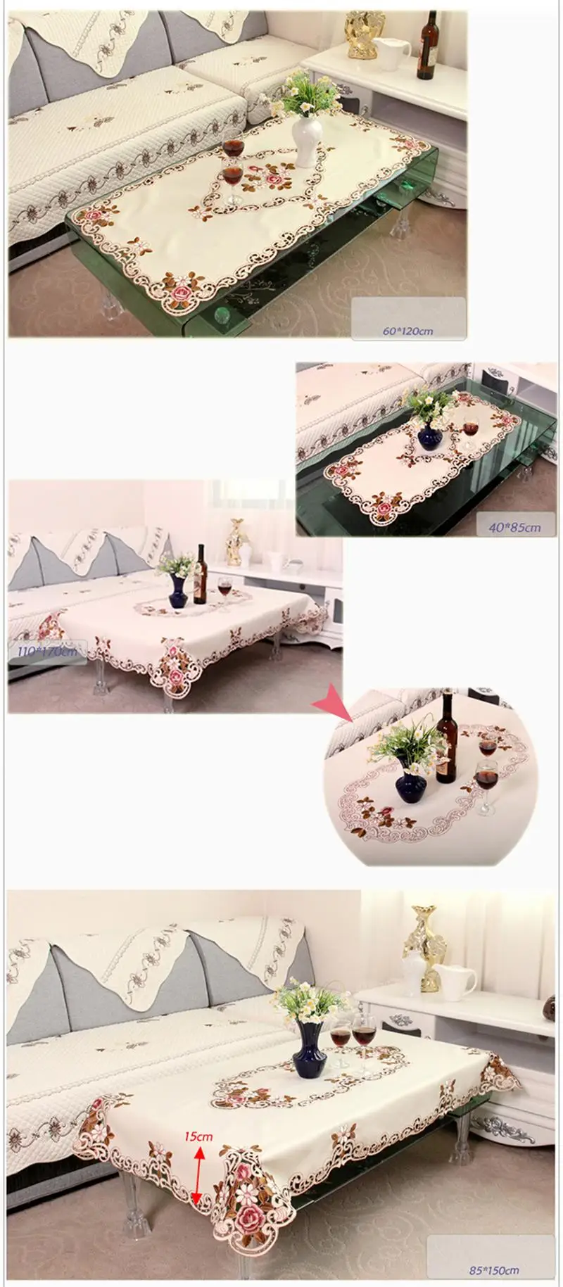  Europe Style Wedding Tablecloth Embroidered Floral Fabric Tableclothes For Rectangular Tables Tea Table Cloth For Table Cover