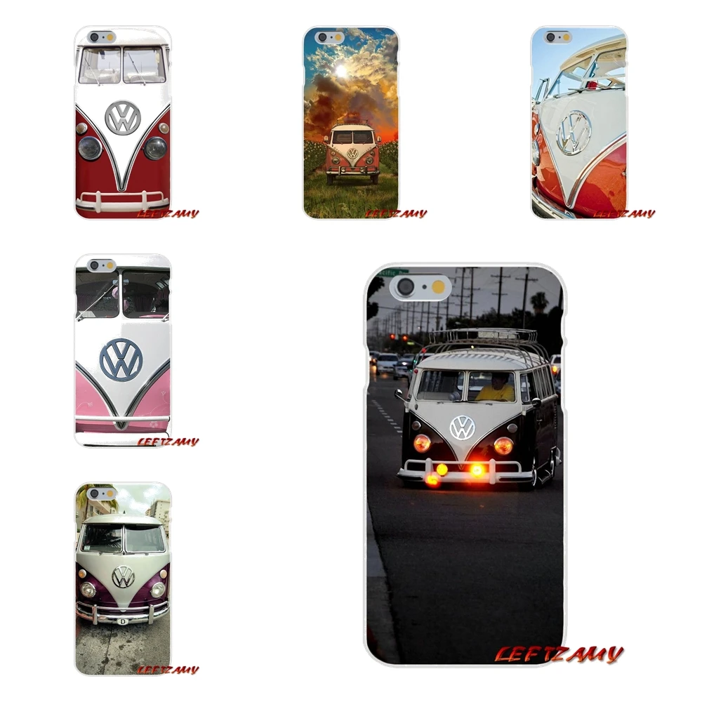 

For Samsung Galaxy S3 S4 S5 MINI S6 S7 edge S8 S9 Plus Note 2 3 4 5 8 Volkswagen VW T1 Pink Blue Minibus Transparent Soft Covers
