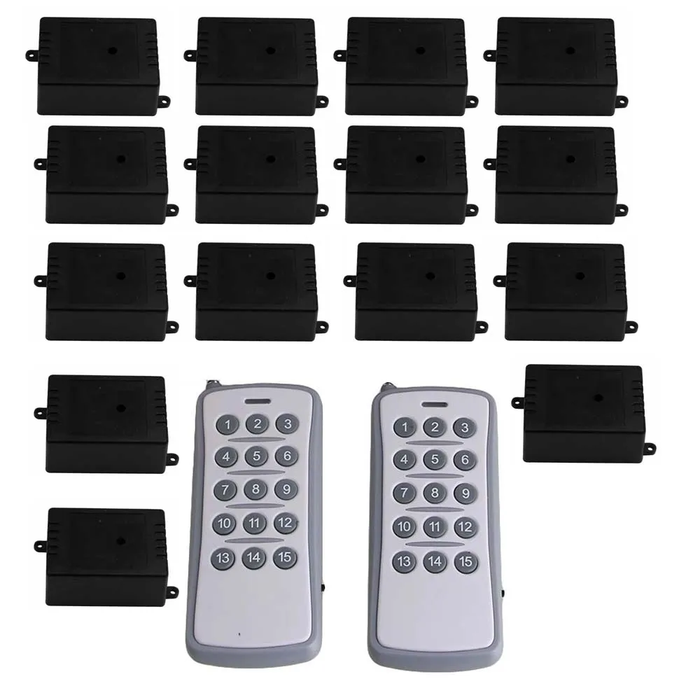 150M Door 15 Receivers Grey-Key Remote Control Switch 24V 1CH 433MH