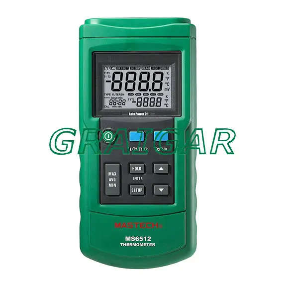 

High Accuracy Mastech MS6512 Digital Thermometer Dual Input Temperature Acquisition Tester