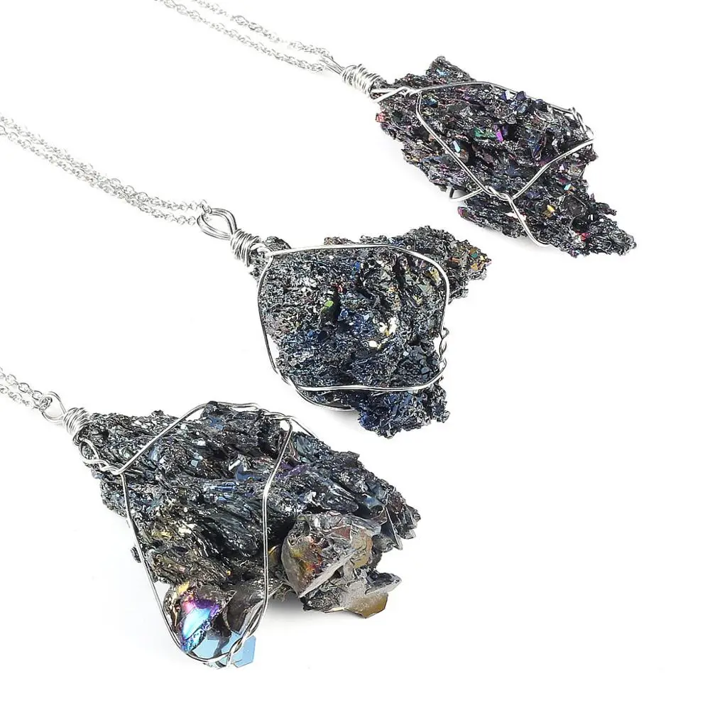 

2019 New Natural Stone Necklace Pendant Ladies Necklace Alloy Metal Chain Jewelry Optional Gift Box