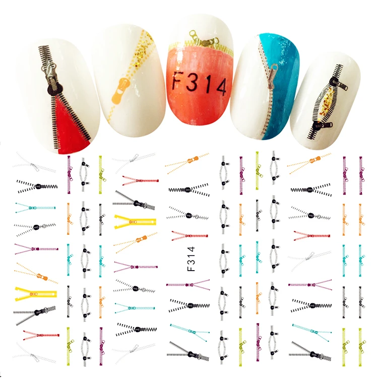 

2017 Latest Japan 3d Nail Stickers Self-adhesive Personality Zipper Nail Art Sticker Decals For Nail Tips Decoration