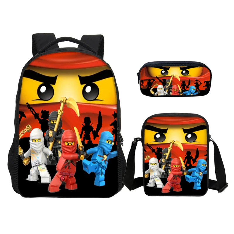 

VEEVANV 3PCS/SET Backpacks For Boys Girls School Bookbag Fashion Cartoon Lego Ninjago 3D Printing Bag Casual Shoulder Bag Kids