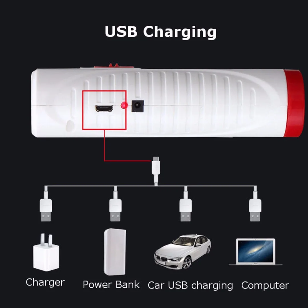 Newest  Mini Solar Power LED Flashlight USB Rechargeable Camping Hiking Light Lamp