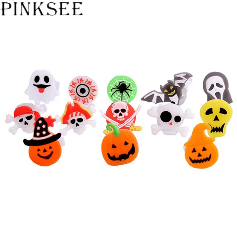 

PINKSEE 10Pcs Creative Design for Halloween Luminous Rings LED Flash Finger Rings Light Pumpkin Ring Children's Small Toy Gift