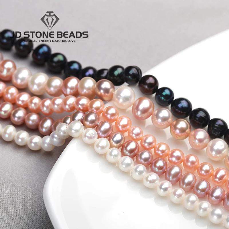 

Free Shipping High Grade 5mm 6mm 7mm 8mm 9mm Natural Round White Freshwater Pearl Beads Strand 15" Gemstone for Jeselry Making