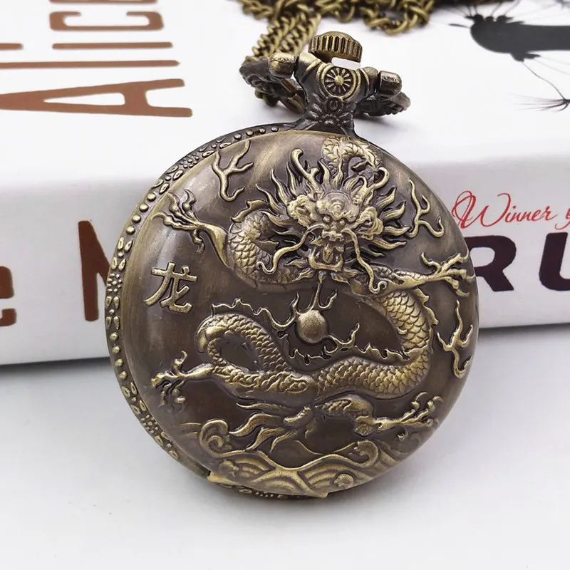 Дизайн дракона карманные часы для мужчин Relojes masculino relogio saati женские femininoUnique