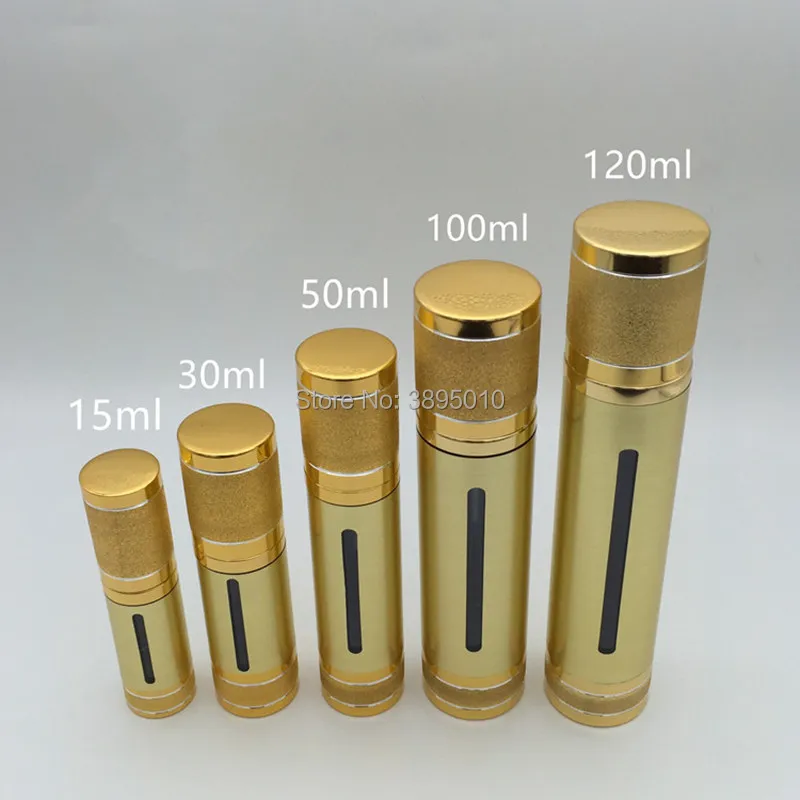

15ml 30ml 50ml 100ml 120ml gold Essence Pump Bottle Plastic Airless Bottles For Lotion Cosmetic Container F514