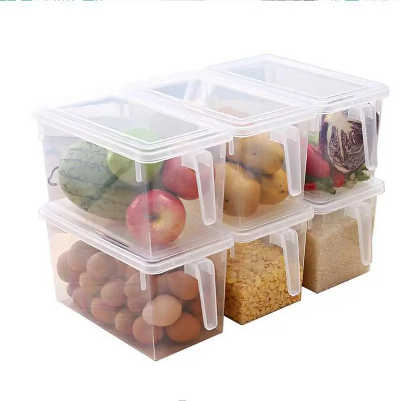 

Refrigerator Storage Box Transparent Plastic Box Kitchen Fruit Eggs Cereal Storage Box Refrigerated Box With Lid And Handle