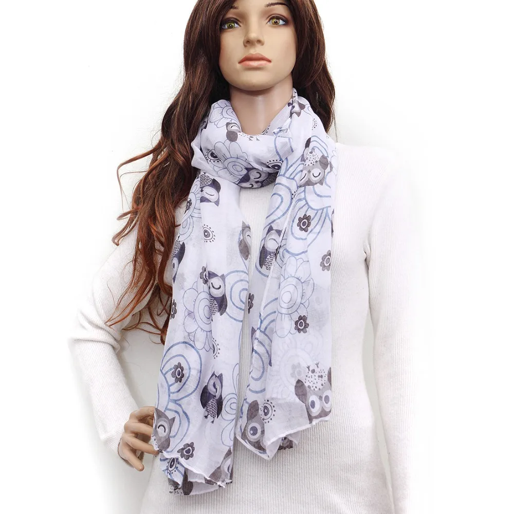 Новое Поступление Сова и Цветочный Принт шарф Для женщин с принтом «Сова» платки животное печати шарф хиджаб бесплатная доставка