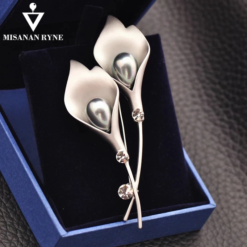 MISANANRYNE تقليد اللؤلؤ بروش زهرة التوليب الإناث الكورية سيدة كل مباراة سترة سترة دبابيس مجوهرات الساخن بيع