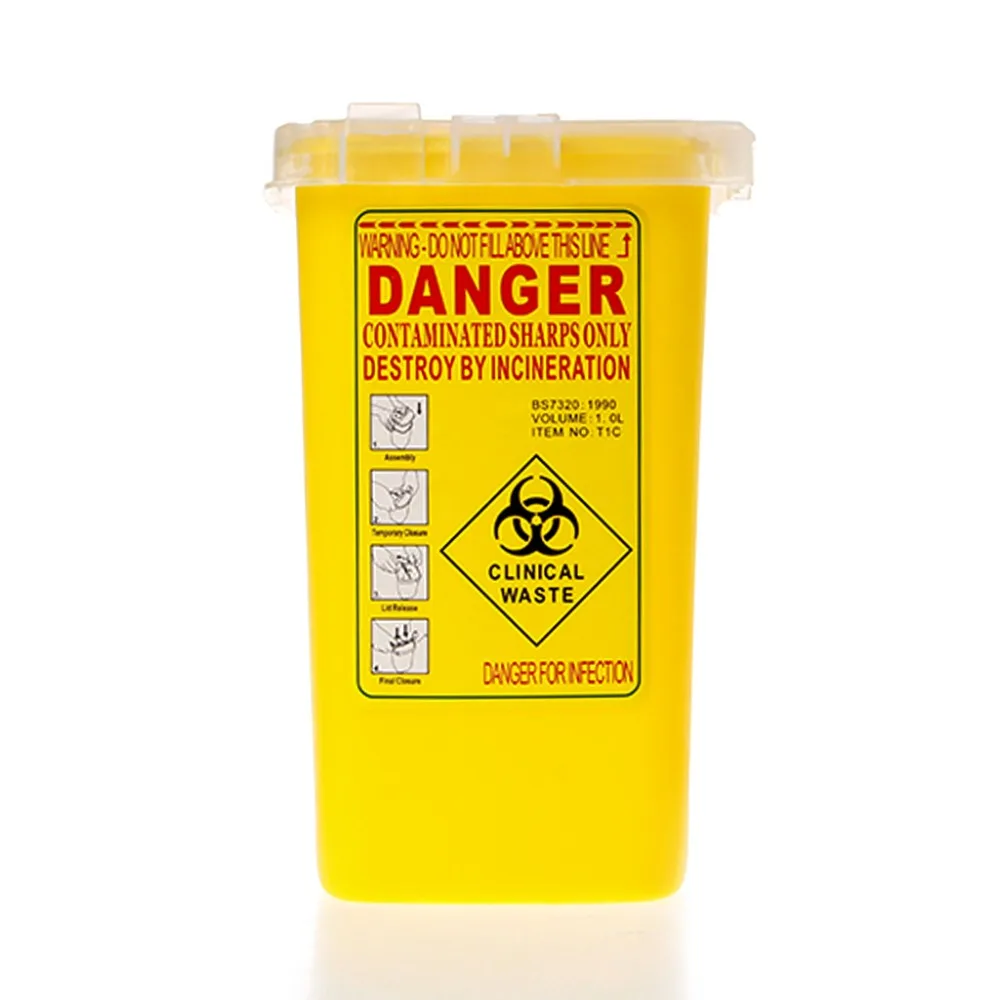 

1 PC New Tattoo Medical Plastic Sharps Containers Biohazard Needles Disposal 1L Waste Box