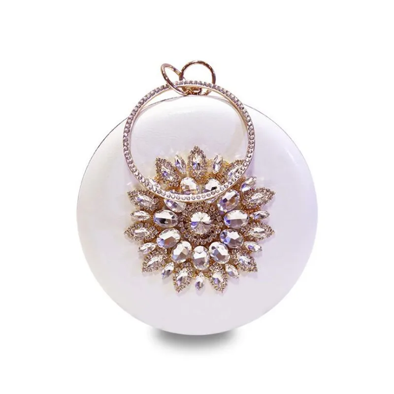 2021 round shaped evening clutch luxury diamond sunflowers banquet bags with chain clutch purse for ladies MN759