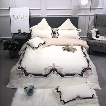 

Egyptian Cotton Luxury Europe Bedding Set Queen King Bed Sheet Linens set Oriental Embroidery Bed set Duvet Cover Pillowcase