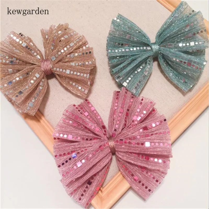 

Kewgarden Kids Girl Sequin Gauze Lace Big Bowknot Hairbows Hairpins Headband Accessories Baby Headwear 11*10CM 2Pcs /Lot