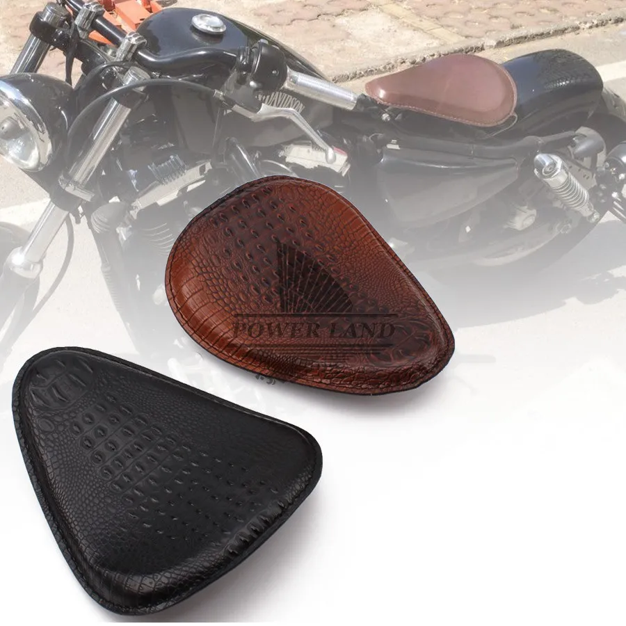 

for Harley Custom Chopper Bobber Leather Saddle Seat 1pcs Motorcycle Retro Brown/Black Crocodile Leather Style Solo Seat